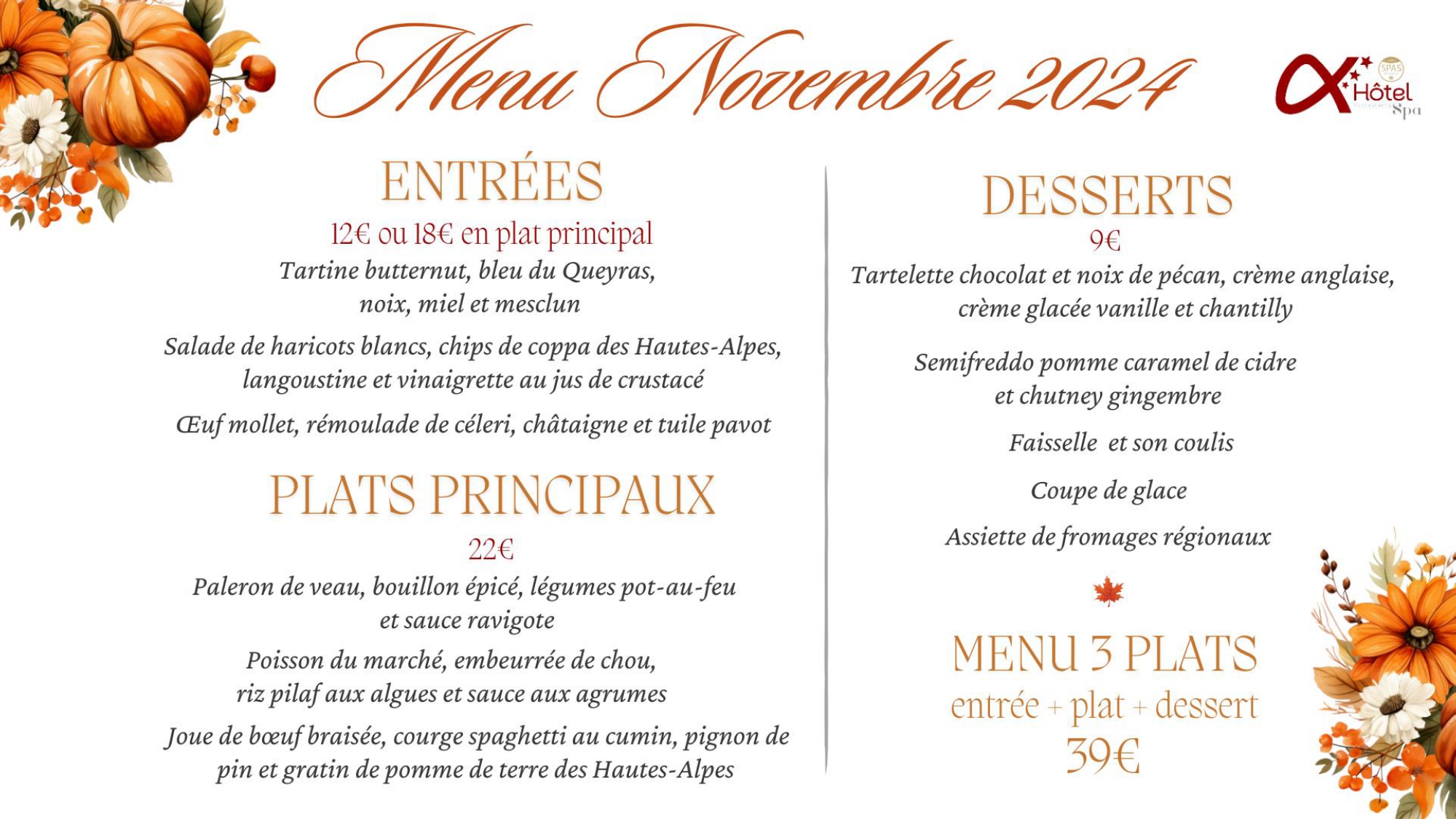 MENU NOVEMBRE 2024